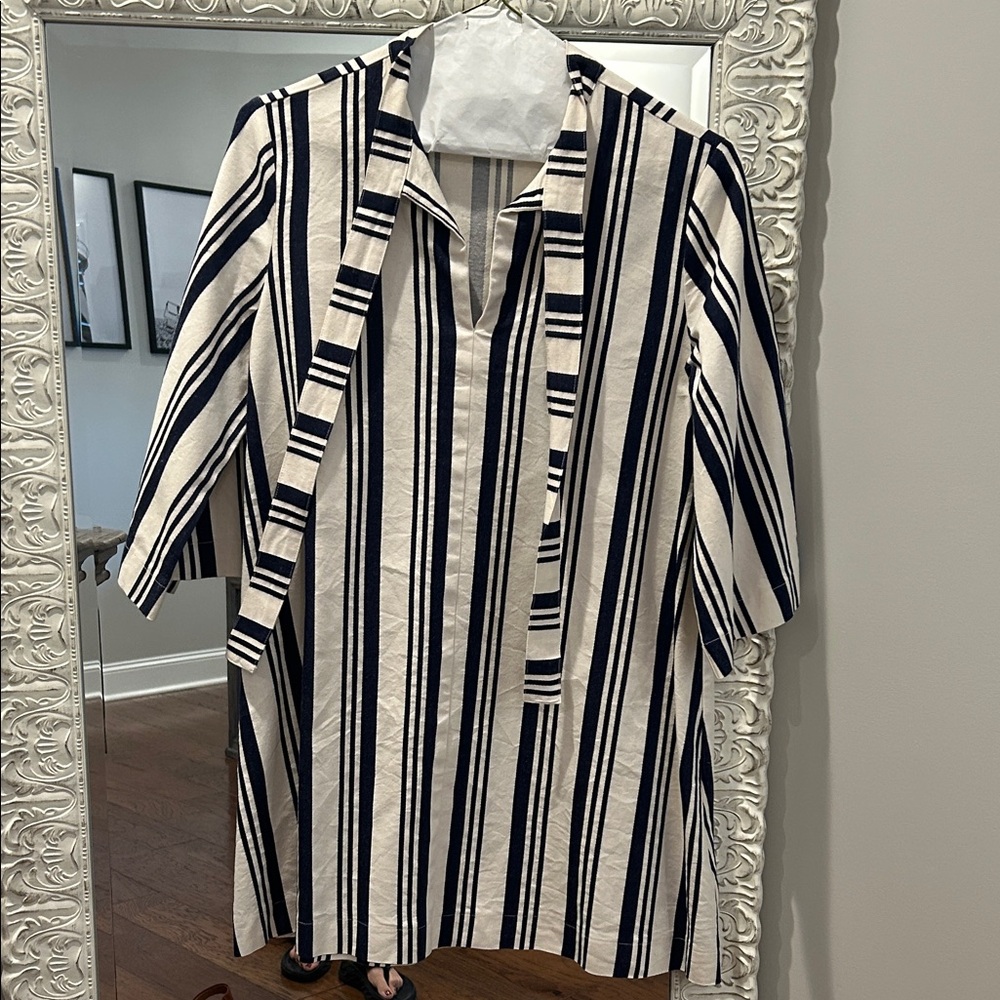 Tuckernuck Navy and White Striped Dress